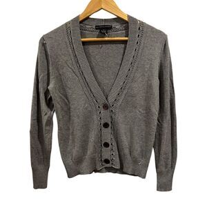Preswick And Moore Gray Button crochet sweater size S